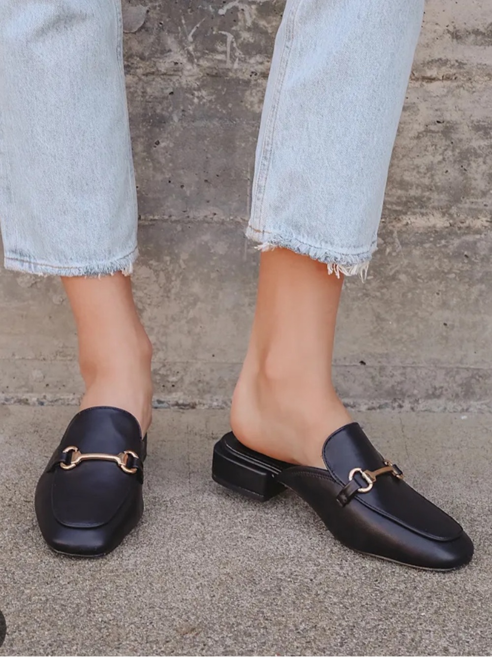 Top Moda Comfort Black Bellen Slide Loafers
